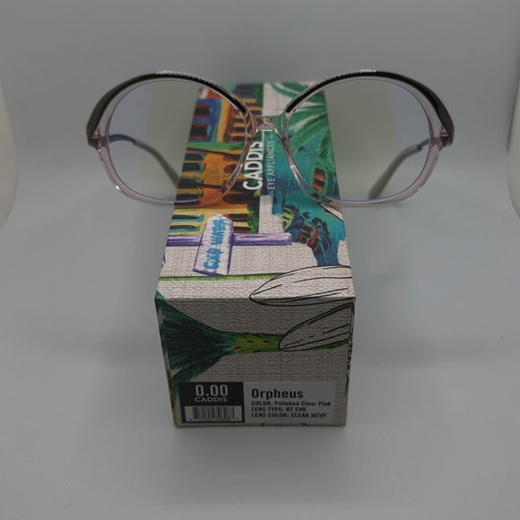 NWT Caddis Reading Glasses. Orpheus - Polished Clear Pink. 0.0x magnification - Picture 3 of 6